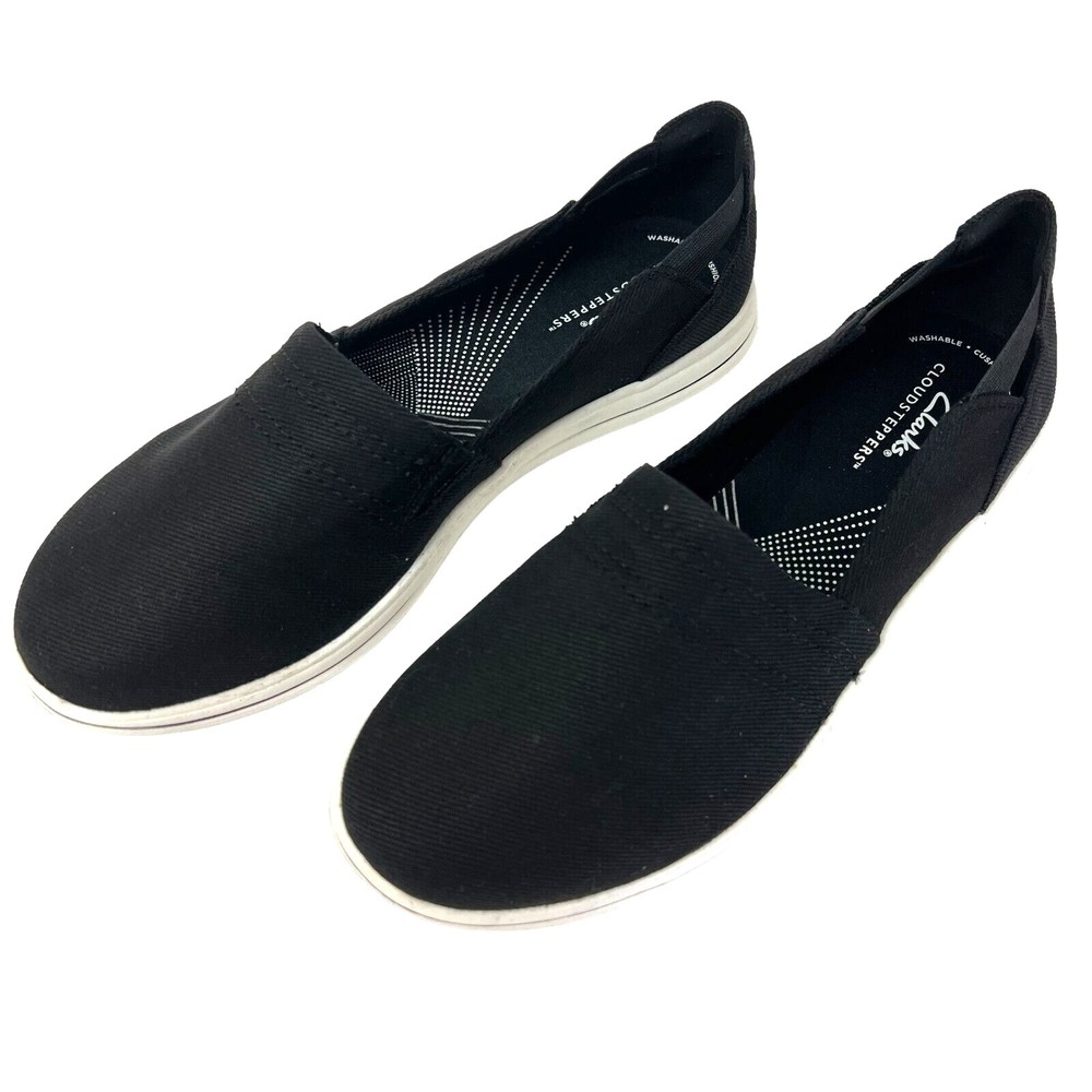 Clarks Womens Slip On Shoes Breeze Step Black Casual Flats 9.5W Loafers NEW